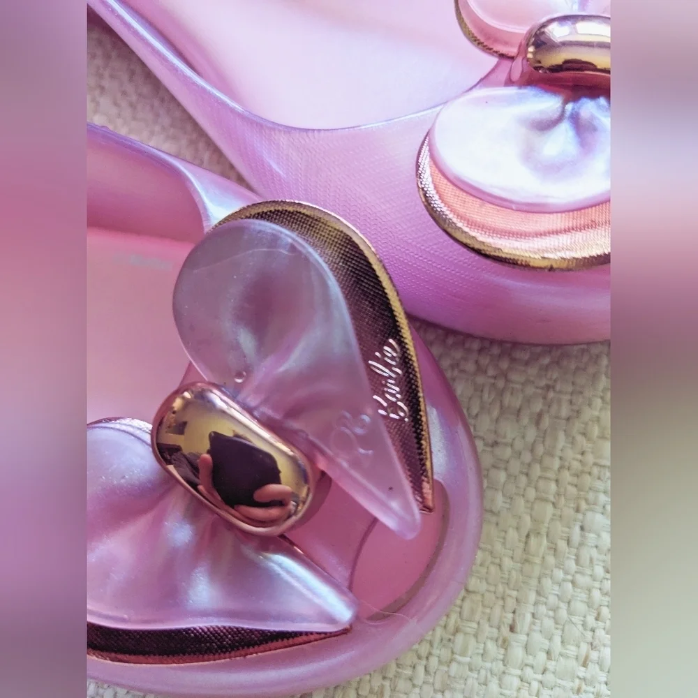 Mini Melissa X Barbie Ultragirl Collab Ballerinas / Flats in Pearly Pink Girls 3